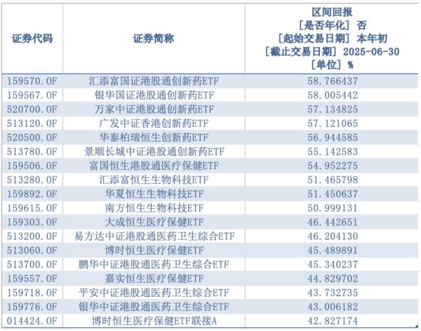 2025年上半年基金收益榜单揭晓！港股与医药主题成赢家？(图4)