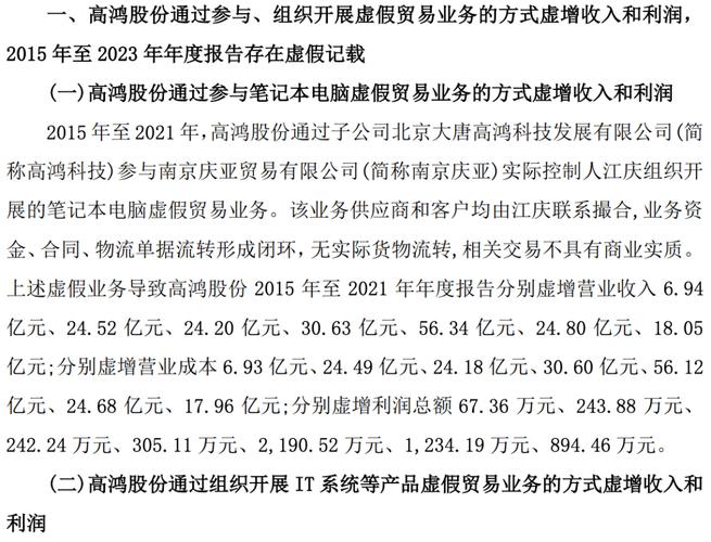 *ST高鸿虚增营业收入近200亿，2015年至2023年年度报告造假？(图2)