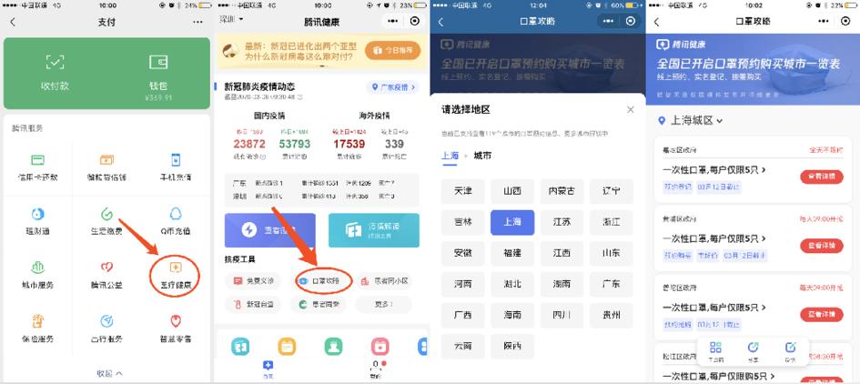 腾讯健康口罩攻略上线，覆盖多省多市，提供便捷疫情服务